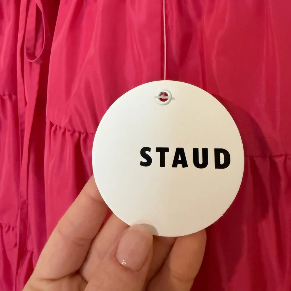 STAUD Hot Pink Ripley Tiered V-Neck Maxi Dress - Picture 3 of 4